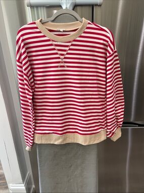 JODIFL Red and Cream Striped Long-Sleeve Top